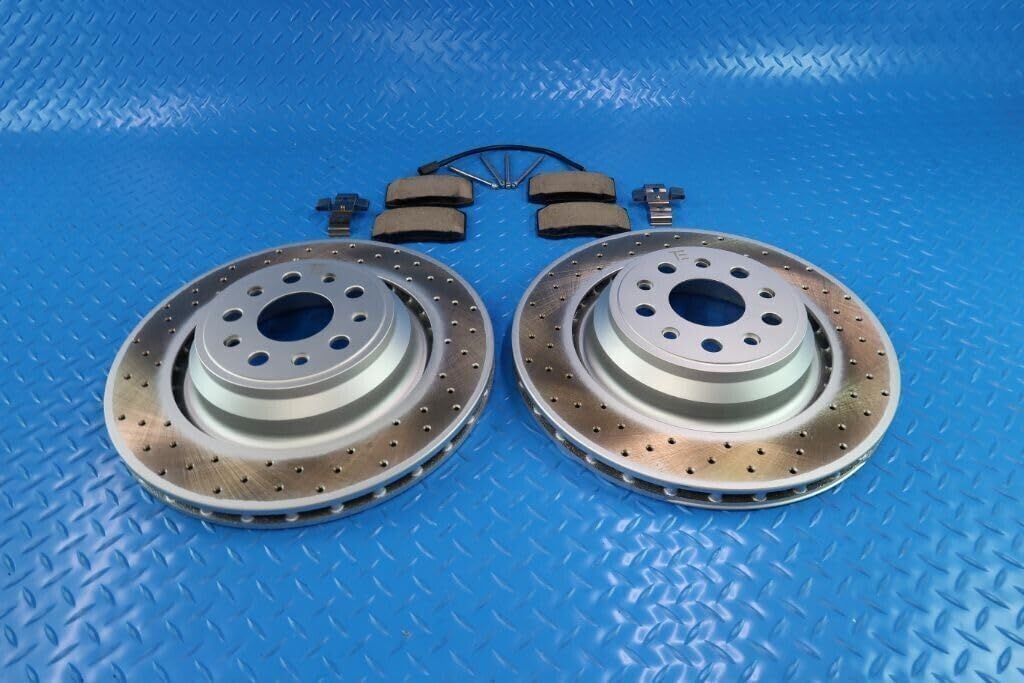 Brake Pads and Rotors Kit Front and Rear Compatible with Maserati Ghibli Sq4 Quattroporte Front and Rear Rotors Brake Pads Set (670031597 * 2+980156007)