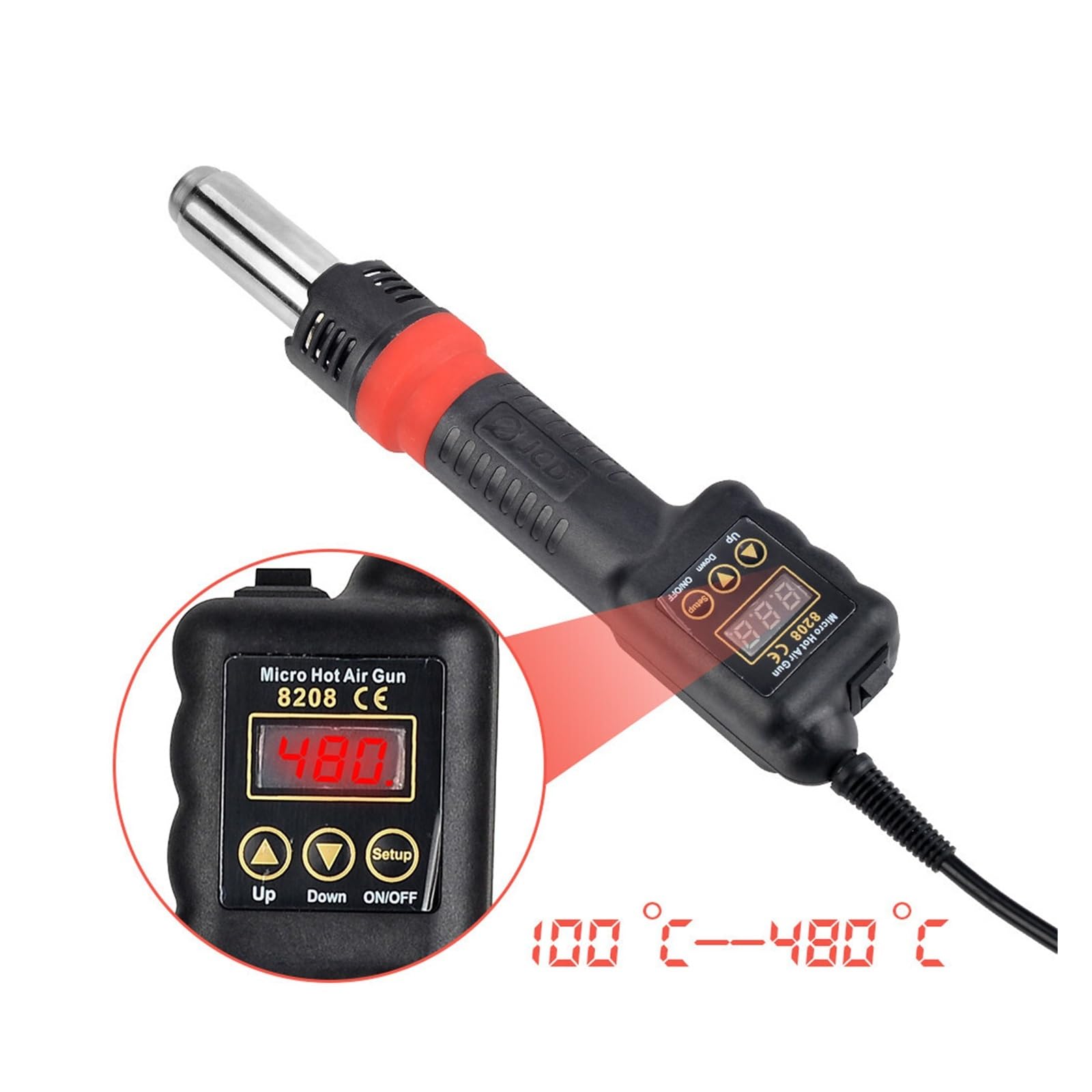Hot wiatrówka, 8208 Micro Rework stacja lutownicza LCD cyfrowa suszarka do włosów do lutowania, opalarka narzędzia do naprawy spawania(Soldering Iron Kit)