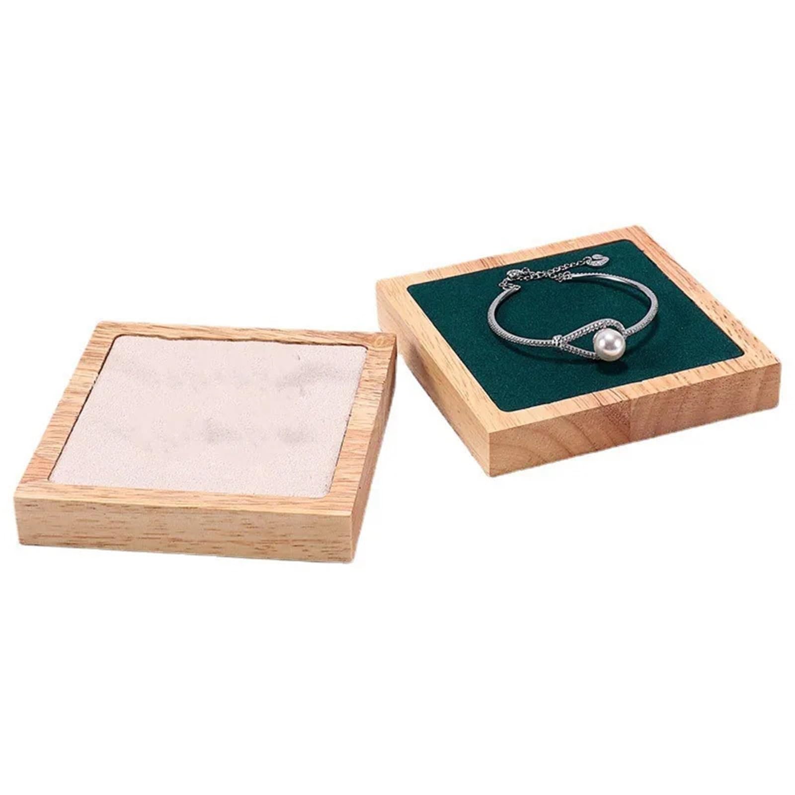 Bandeja De Joyería Bandeja de Madera Maciza for Pulsera, Bandeja Cuadrada for mostrador, bandejas de exhibición de joyería, Accesorio, 2 uds.(Beige)