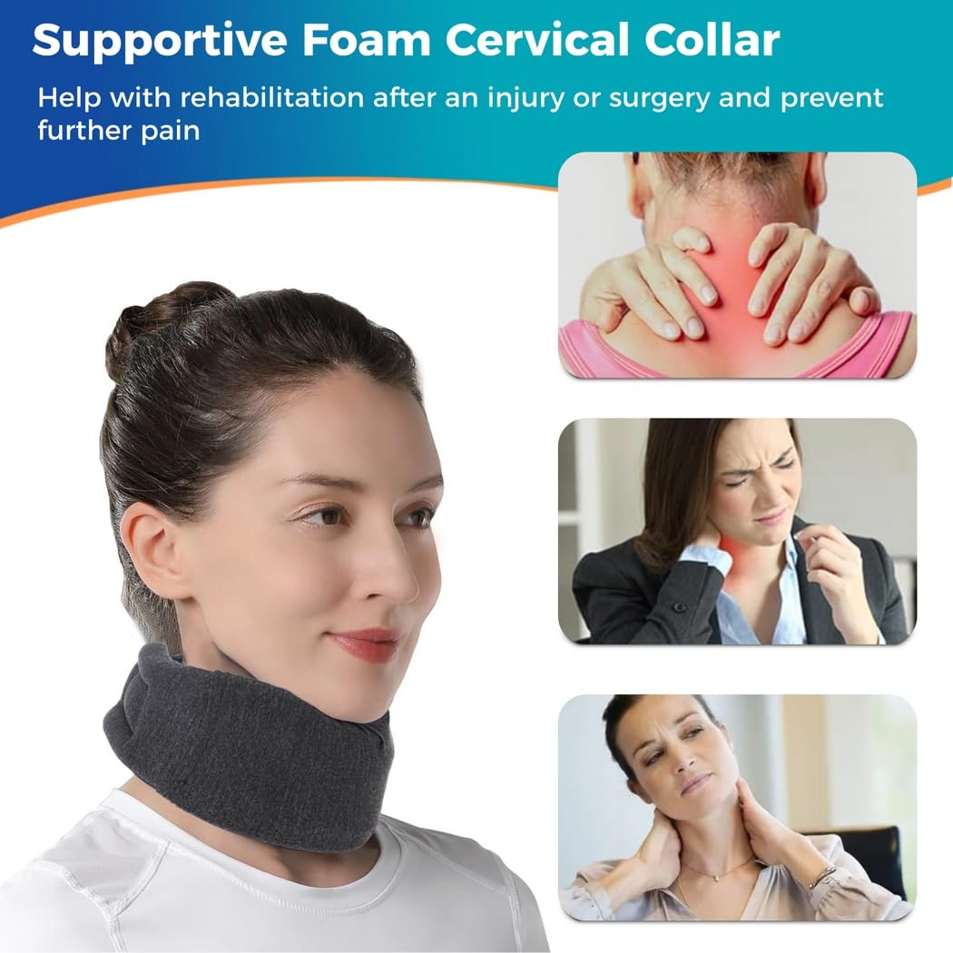 Generisch 2 piezas de soporte cervical de espuma elástica con orificios de ventilación y cierre ajustable para estabilizar las vértebras cervicales