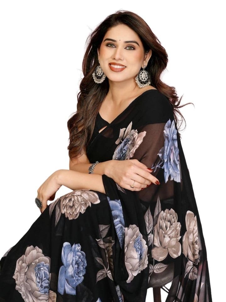 Women's Soft Georgette Saree with Unstitched Blouse Piece | Designer Ethnic Wear Saree for Wedding, Festival & Traditional Occasions-picture-24
