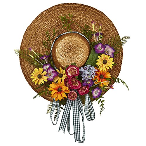 Nearly Natural 4587 Mixed Flower Hat Wreath,18" #TOP17
