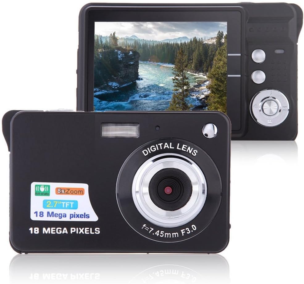 Digital Camera, Lyyes 2.7" Mini Camera HD 720P Digital Point Shoot Camera 8X Zoom Camera for Kids and Gifts (Black)