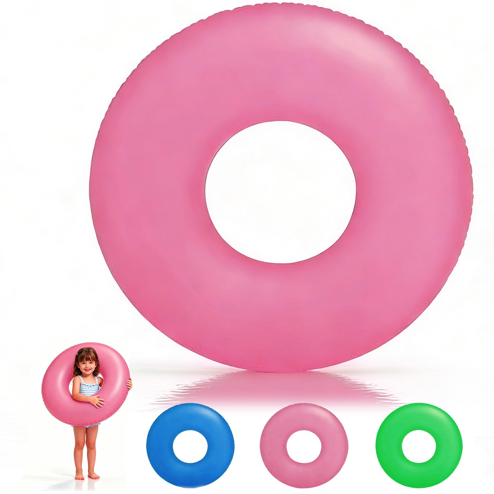 Inflatable Rings Pool for Kids, Inflatables Pool Floats Pink, 70cm Rubber Rings for Kid 6-12 Year, PVC Swimming Rings, Floaties Ring Toy Water Float for Girl Summer Pools Beach Party Water Sport ﻿