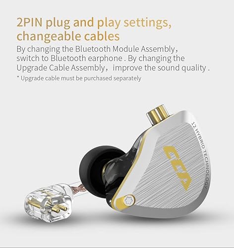 Miniatura 7 de CCA C12 Auriculares Intrauditivos 5BA 1DD Conductores Híbridos con Cable Audífonos Deportivos Estéreo Audífonos para Juegos Auriculares HiFi Sonido