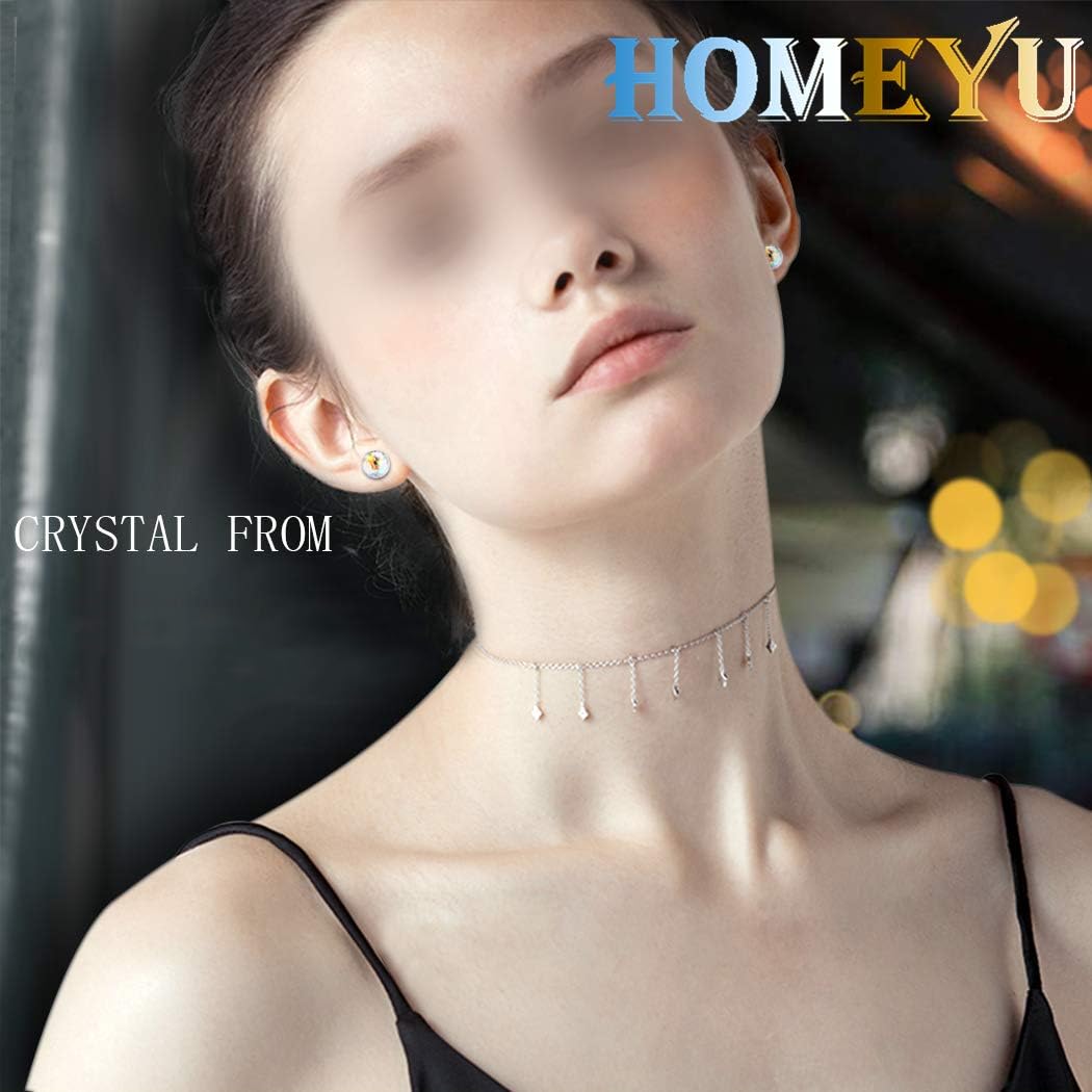 Orecchini a bottone con cristalli Swarovski Aurora Borealis: Rivoli in argento sterling - Italia