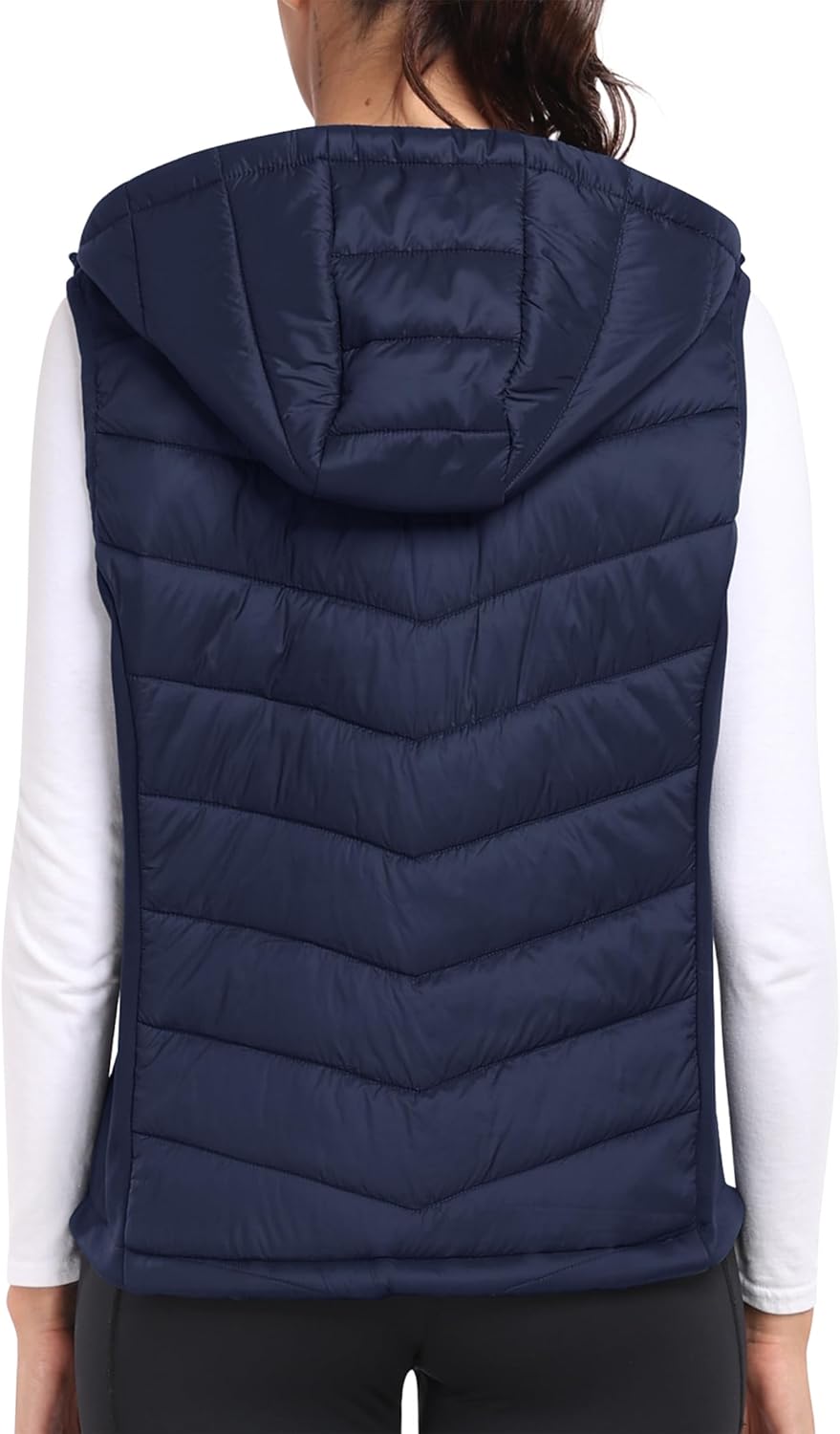 MoFiz Womens Puffer Softshell Vest Hooded Lightweight Insulated Hybrid Down Jacket Full Zip Running Vest - Image 3