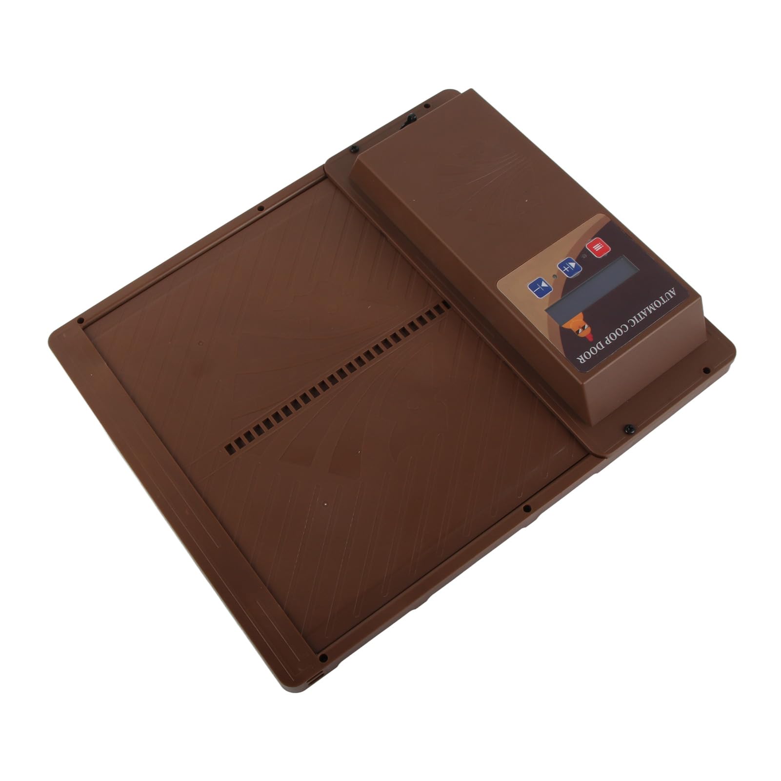 Porta automatica per pollaio USB con apertura orizzontale Apriporta automatica per pollaio Ampio schermo LCD programmabile con timer con avviso di batteria scarica (Brown)