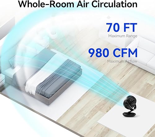 Miniatura 6 de Ventilador para dormitorio con control remoto, ventiladores de escritorio ultra silenciosos, con 3 modos, 8 velocidades, temporizador de 9 horas,