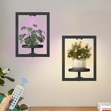 Hershii Wall Planters for Indoor Plants Wall Plant Holder For Indoor plant wall hanger Living Room, Plant Stand Outdoor, Window Plant Shelf Indoor Wall Decor 2ps With Light Black