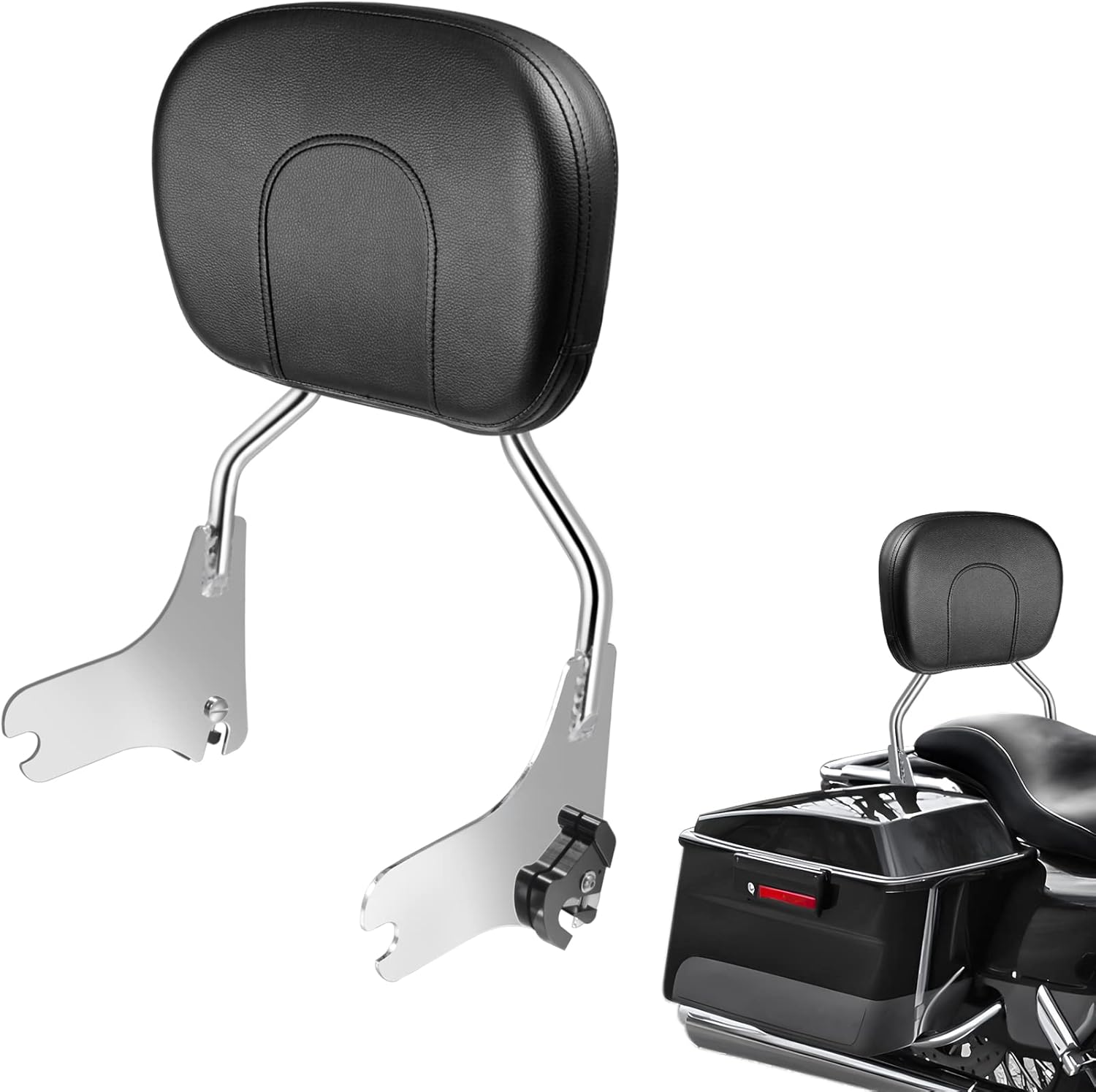 PBYMT Detachable Passenger Backrest, Quick Release Chrome Sissy Bar Compatible for Harley Davidson Touring Street Glide Road Glide Road King Electra Glide Ultra Limited 1997-2008