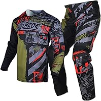 Vista 1 de Motocross Jersey Pant Combo Hombres MX Gear Set Riding Ride Negro Azul Dirt Bike Offroad Racing Adulto