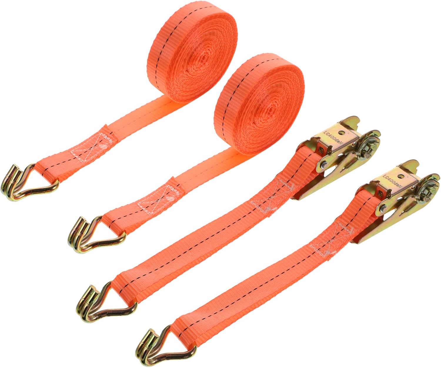 4pcs Heavy Duty Cargo Ratchet Strap with Reinforced Steel Hooks and Wear-Resistant Buckles Wide Polyester Webbing for Truck Hauling and Secure Tie Down