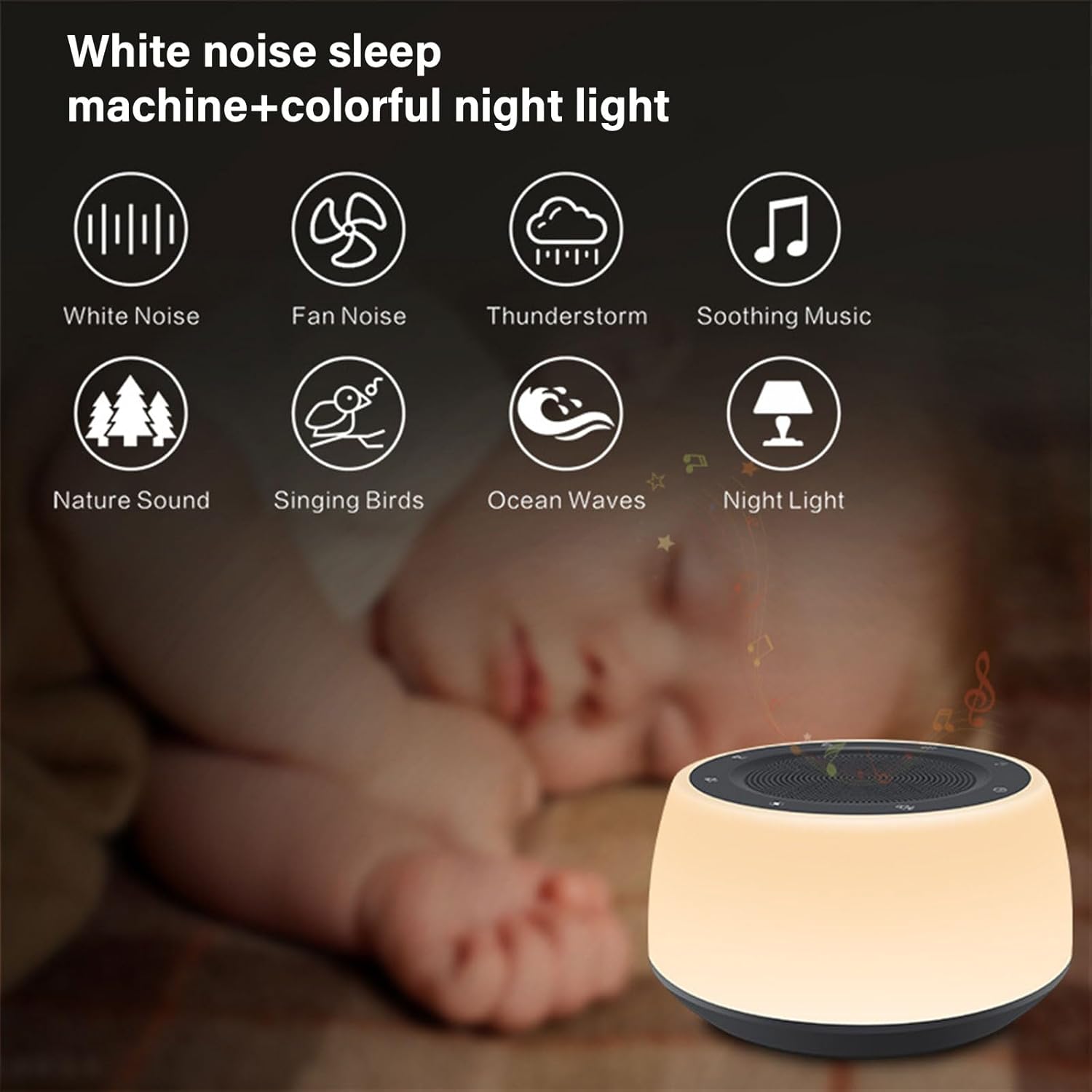 White Noise Machine Timed Shutdown Sleep Sound Machine for Sleeping Relaxation for Baby Adult Office Travel Nursery
