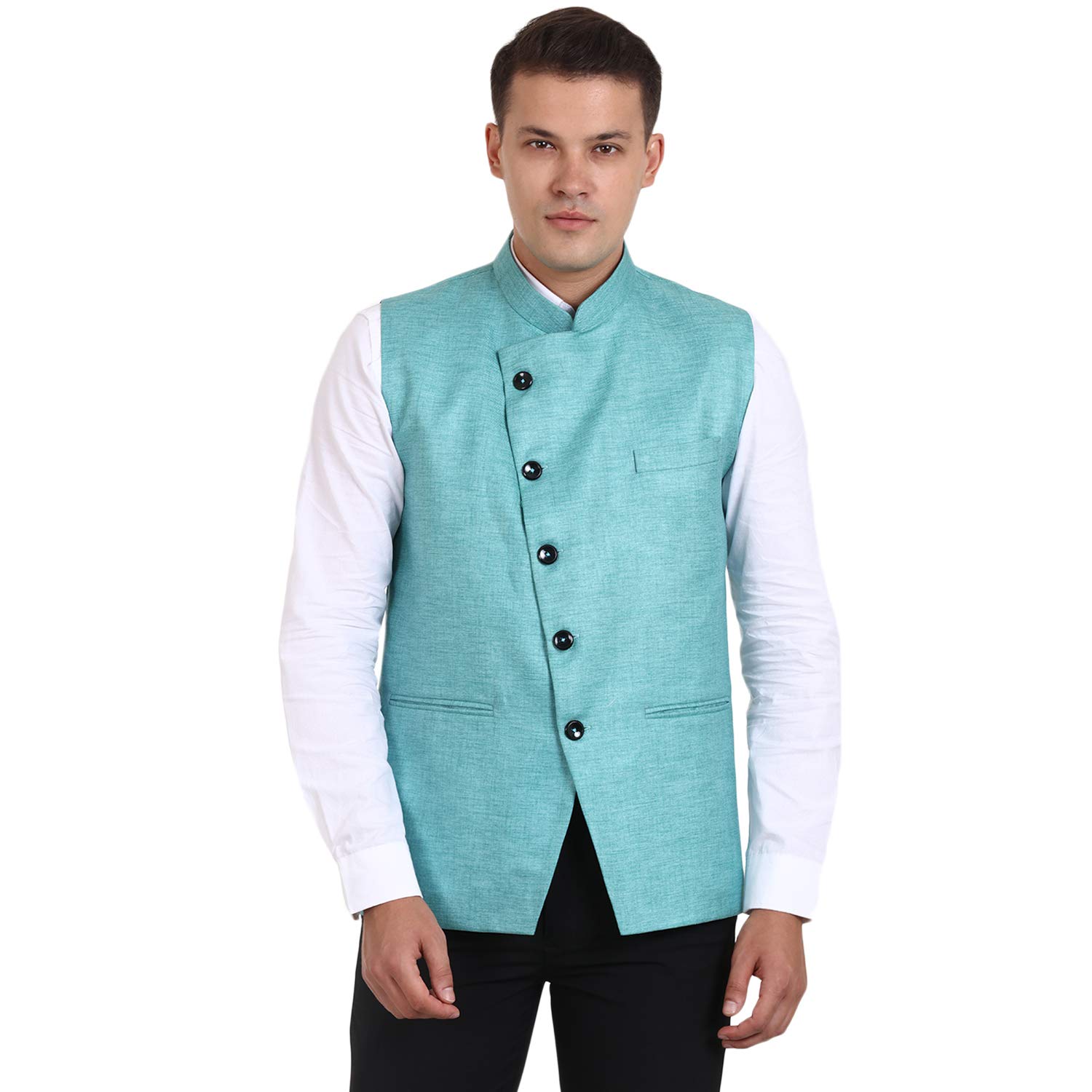 veera paridhaan Men's Solid Jute Cross Nehru Jacket-picture-13