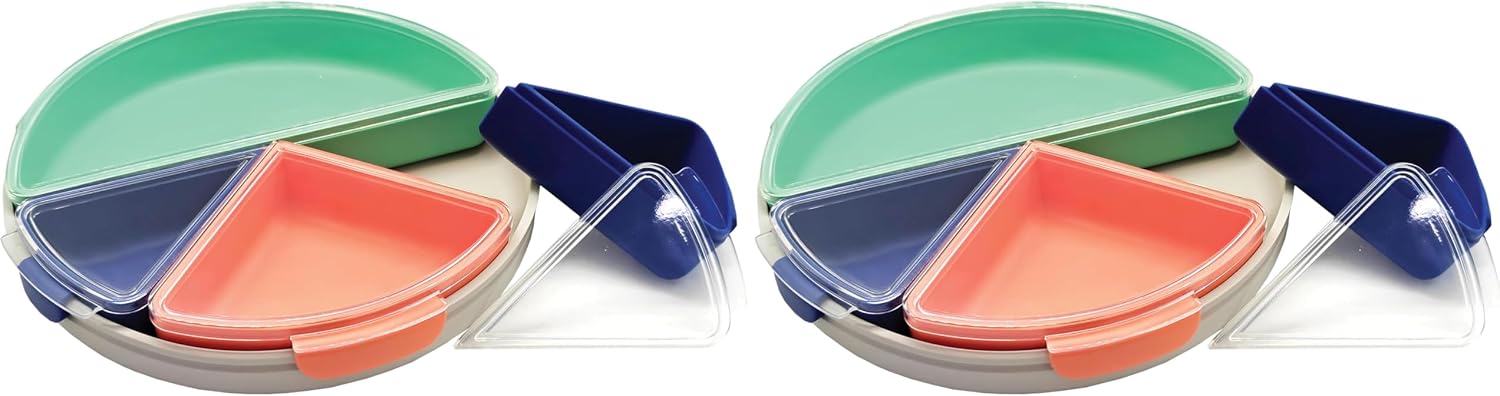 Infantino Mod Plate - Modern, Modular, Customizable Silicone Plate for Baby Led Weaning, Toddler Feeding, and Big Kid Meals - Food-Grade Silicone, Microwave & Top-Rack Dishwasher Safe (Pack of 2)