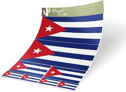 Miniatura 1 de Adhesivo de la bandera de Cuba de Desert Cactus, paquete de 8 unidades con el logotipo de los niños, para coche, vinilo, ventana, parachoques de