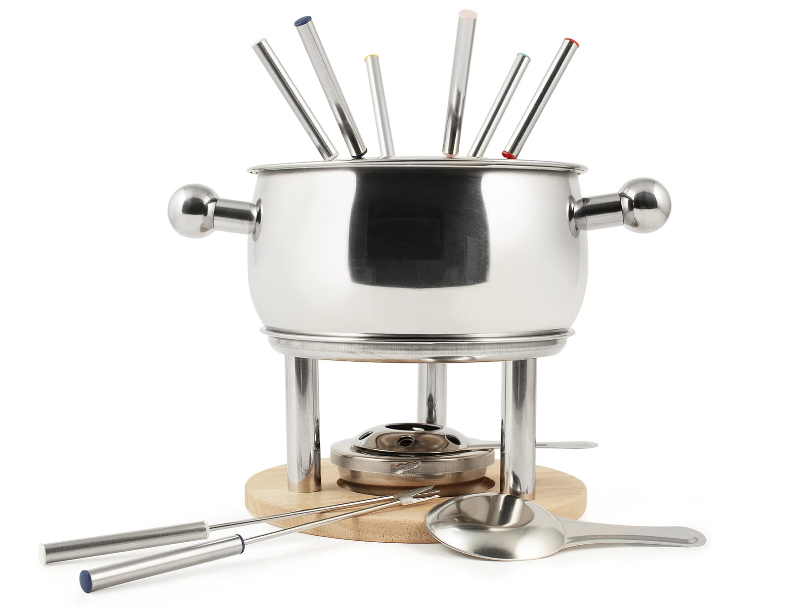 HOME 9830000 Servizio Fonduta 11 Pezzi per 6 Persone in Acciaio Inox 18/10, Bourguignonne, Cioccolato, Formaggi