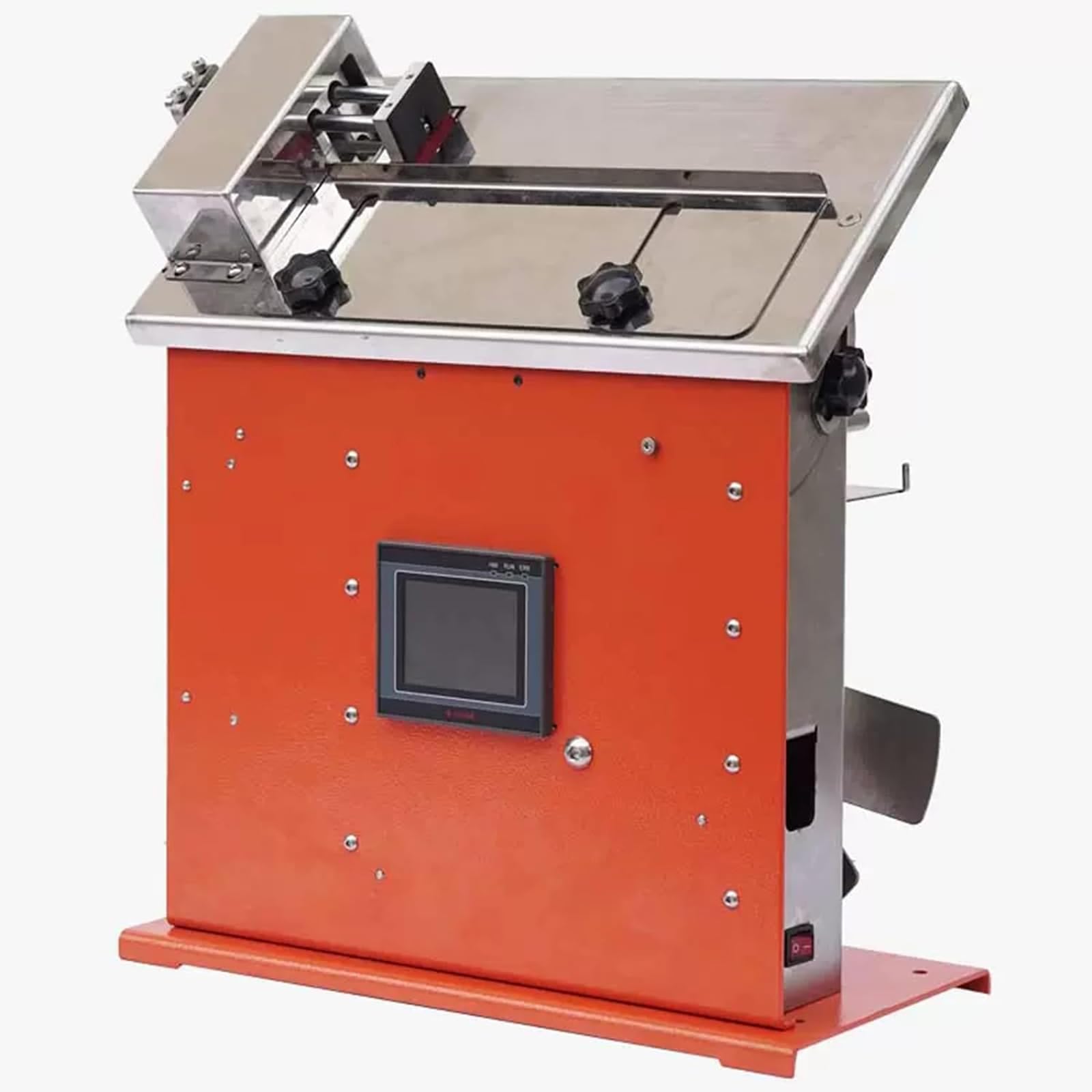 Macchina sigillatrice ed etichettatrice con Pannello di Controllo, etichettatrice angolare semiautomatica, Larghezza del Piano di Lavoro Regolabile 65-110 mm, per Alimenti,