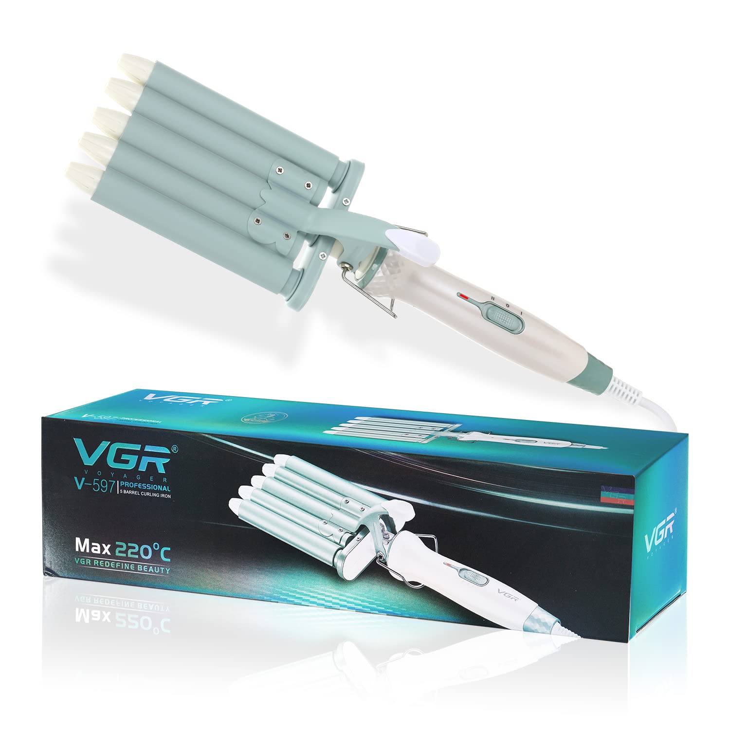 VGR V-597 Professional Electric Hair Curler | Stylish Hair Styling 5 Barrel Professional Hair Curler with 220° C Max Heat Setting-image-3