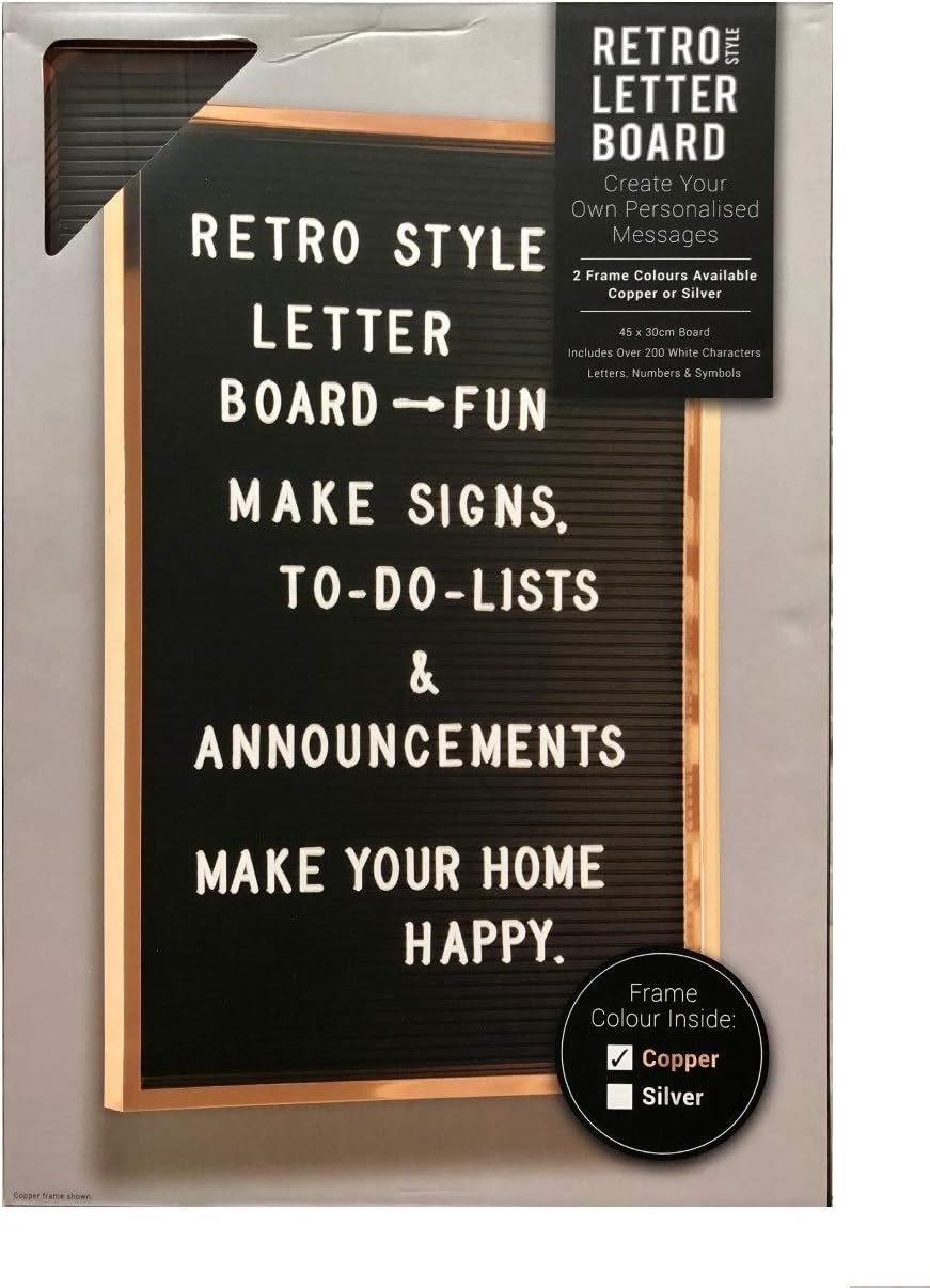 Open Kitchen Retro Letter Memo Board Copper Frame Sign Personalise Message 45 x 30cm