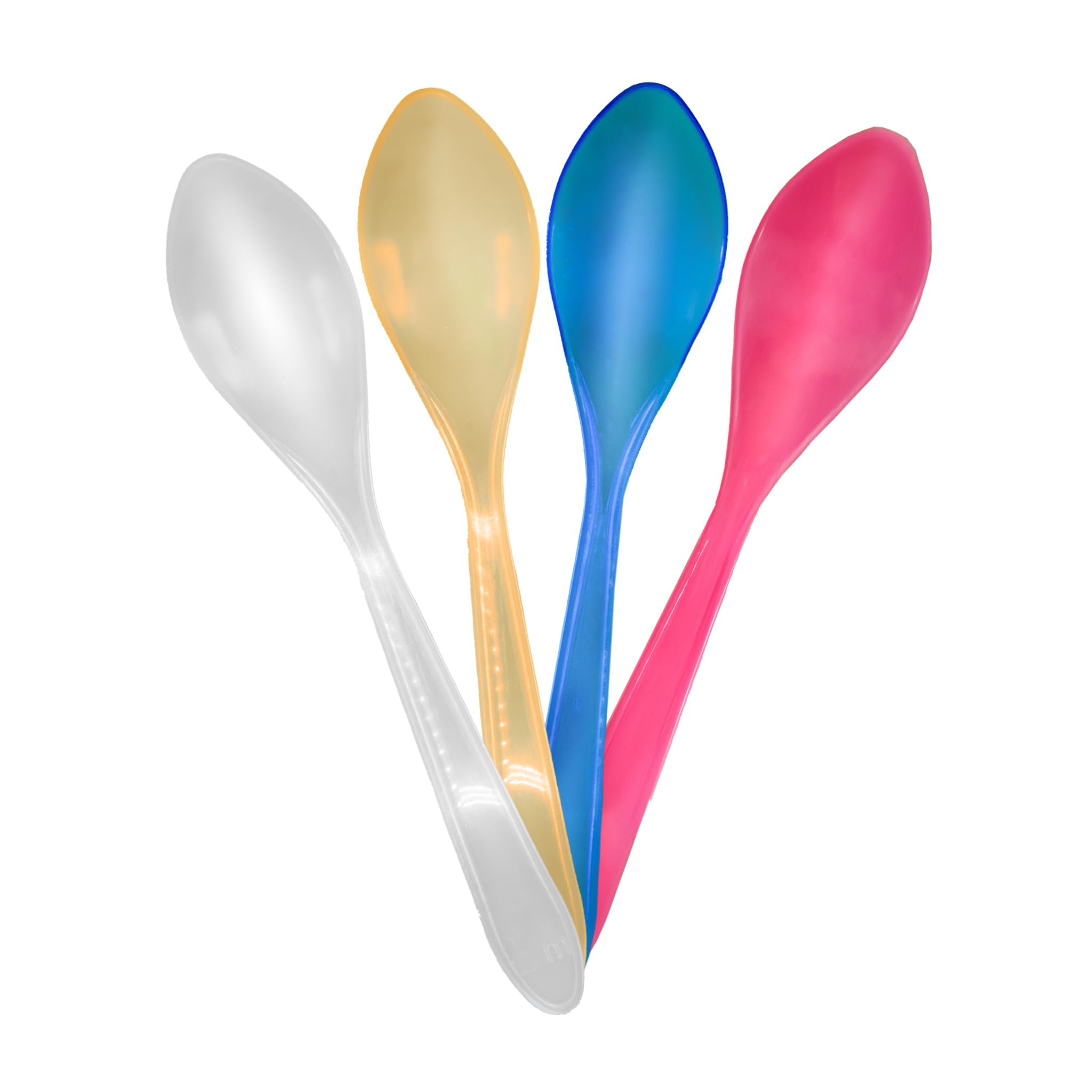Cucchiaini Plastica Riutilizzabili 14 cm – PS Trasparente – Confezione da 1 kg – Fucsia, Celeste, Trasparente – Per Dessert, Gelato, Yogurt, Dolci