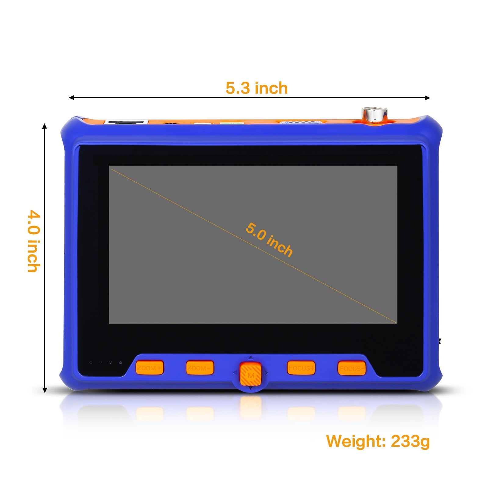Tester TVCC, Tester CCTV HD da 5 pollici 6in1 1080p Monitor ADH/TVI/CVI/VGA/Tester fotocamera 8MP 5MP 2MP 720P Tester cavo UTP PTZ,Tester per cavi