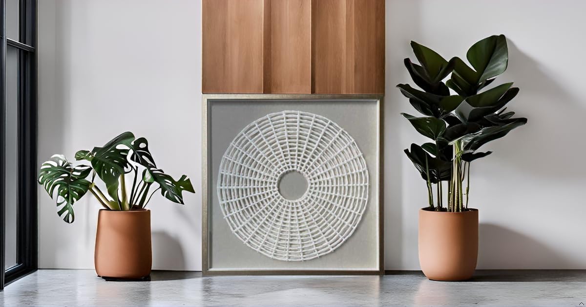 SYGALLERIER Handmade 3D Circle Origami Shadow Box Art - Modern Wall Decor for Livingroom, Bedroom, Dining Room - Abstract Geometric Grid Framed Wall Art - Wood Artwork - Easy to Hang