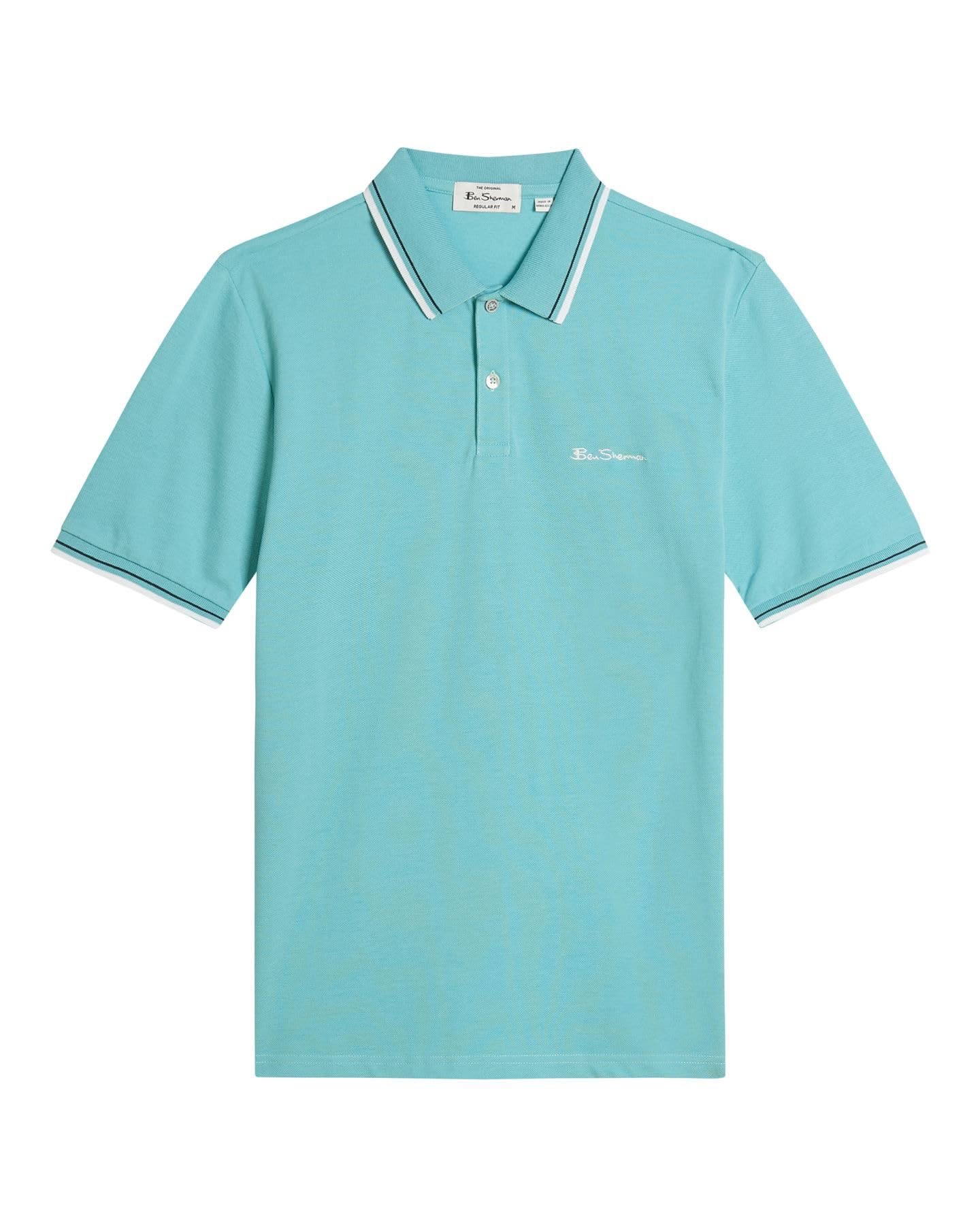 Ben Sherman Signature Pique Polo for Men in Turquoise, 5XL