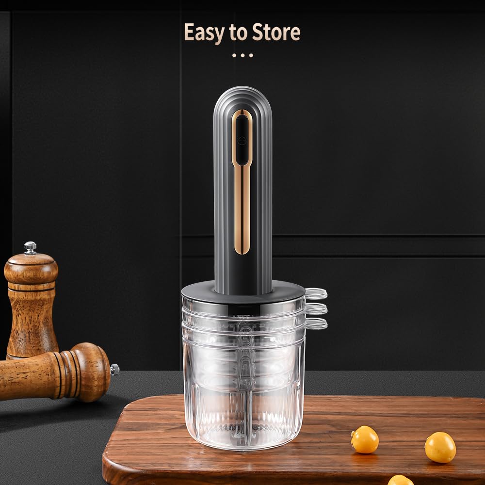 Mini procesador eléctrico de alimentos, procesador de alimentos portátil USB de 4 tazas, picador de ajo, para cortar en cubitos, picar y hacer puré, negro 2