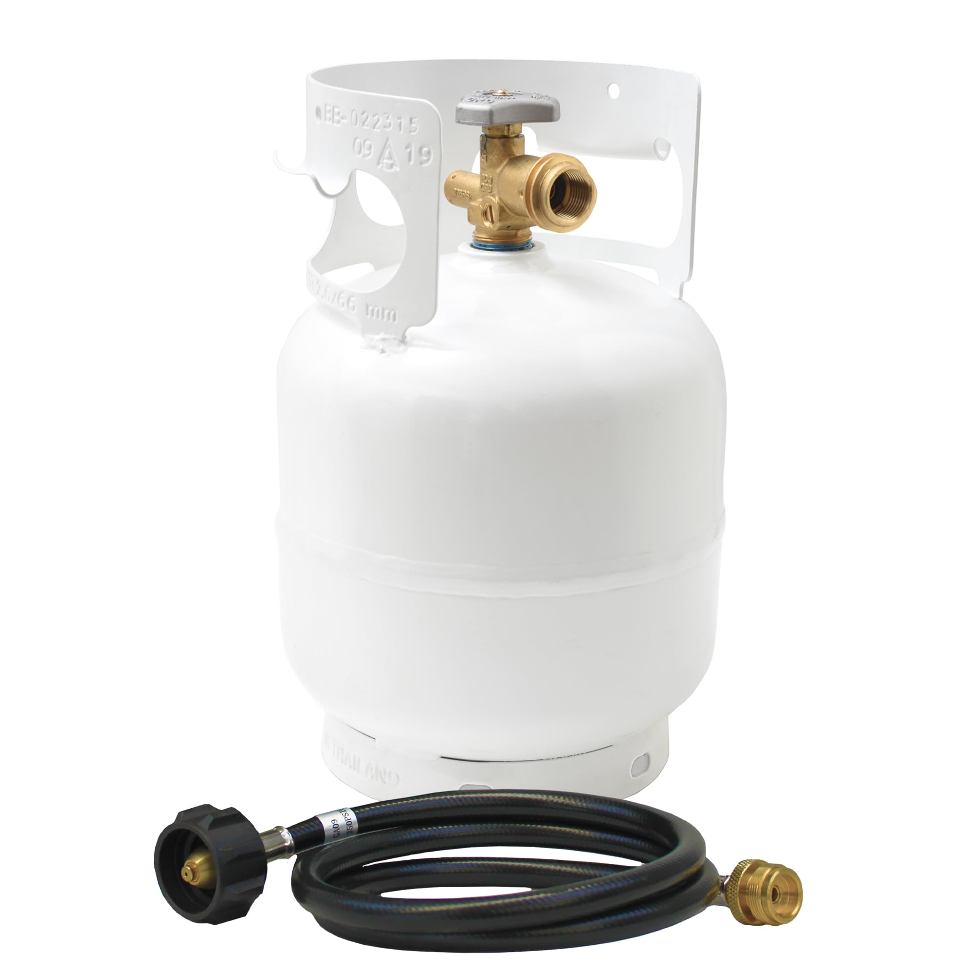 Flame King Bundle 5LB Steel Propane Tank Cylinder with OPD Valve + 4-FT Propane Adapter Hose for Camping, Fire Pits, Heaters, Grills, Overlanding