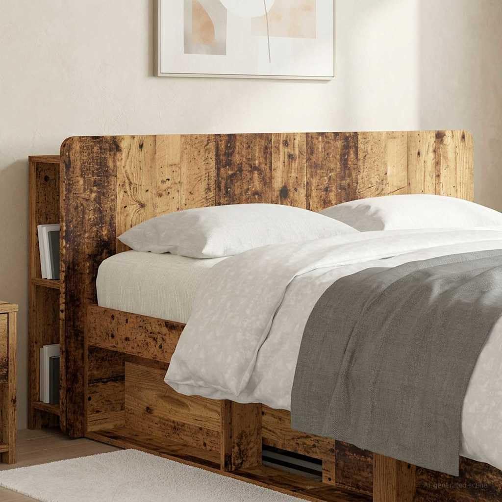 Armario cabecero con almacenamiento de madera recuperada para dormitorio, panel de pared versátil, diseño estable, grandes dimensiones, fácil montaje, adecuado para cama doble, dormitorio