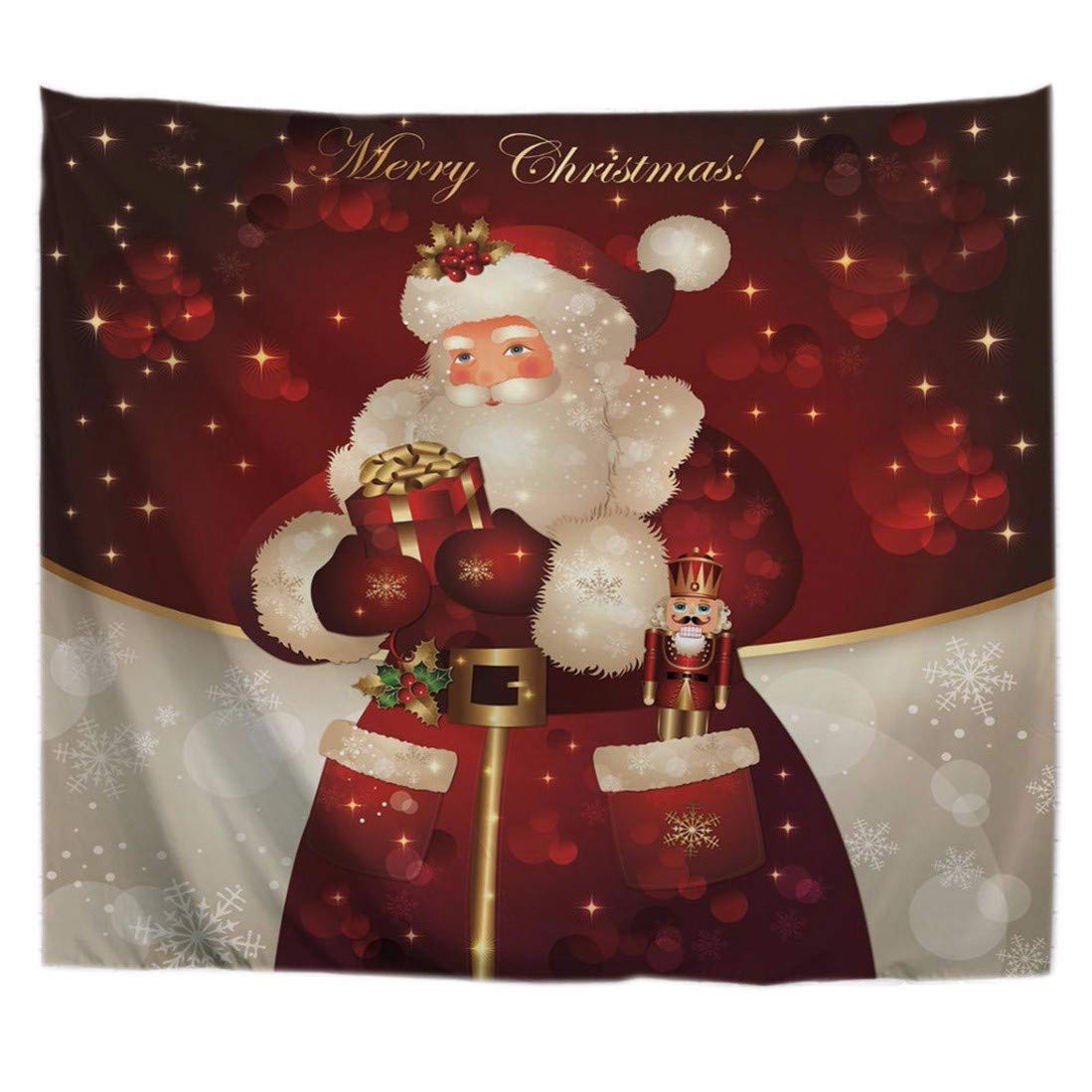 A.Monamour Santa Claus Wearing A Red Robe Giving Kids Print Wall Hanging Tapestry Decorative Bed Sheets For Bedroom