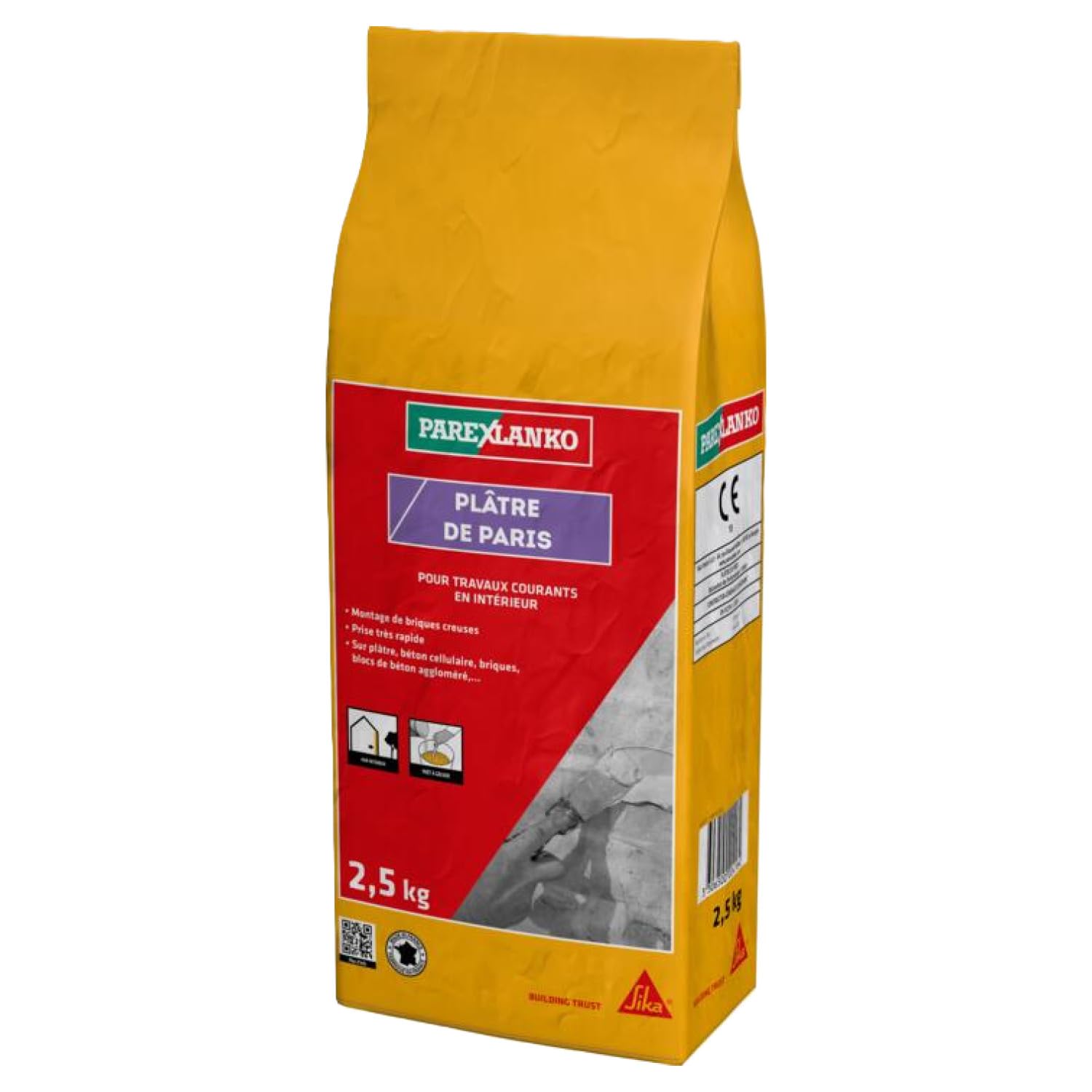 Parexlanko - Plâtre fin pour réparation, rebouchage et scellement en intérieur - Prise très rapide - 2,​5kg, Gris