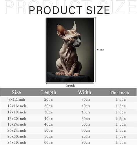 Miniatura 5 de Lienzo decorativo de pared con diseño de animales lindos y sin pelo, esfinge de gato, decoración de pared, divertidas pinturas de gatos para sala de