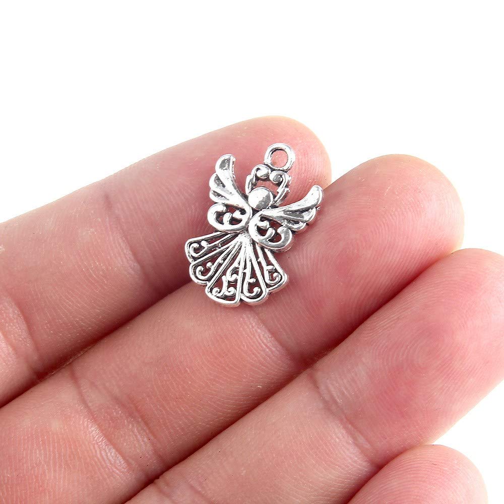30 Pieces Angel Wings Charms Angel Charm Beads Charming Beads for Jewellery Making Or Necklace Making, Silver, 20*14mm - Image 4