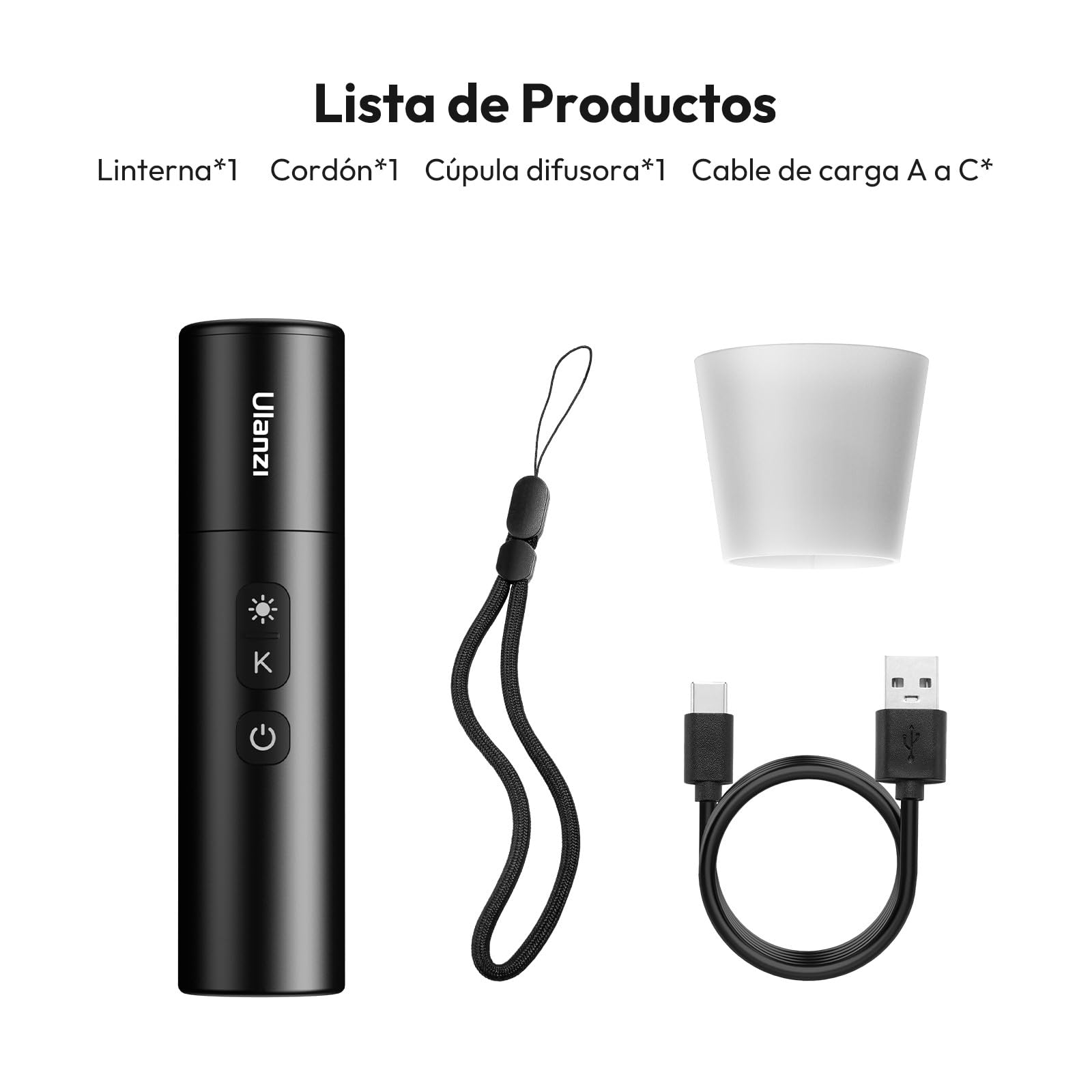 Ulanzi LM07 Linterna de Fotografía LED Bicolor 2000K-5500K, Luz Portátil Recargable con Batería de 2000 mAh, Brillo y Tamaño del Haz Ajustables, de Doble Uso, para Camping y Senderismo