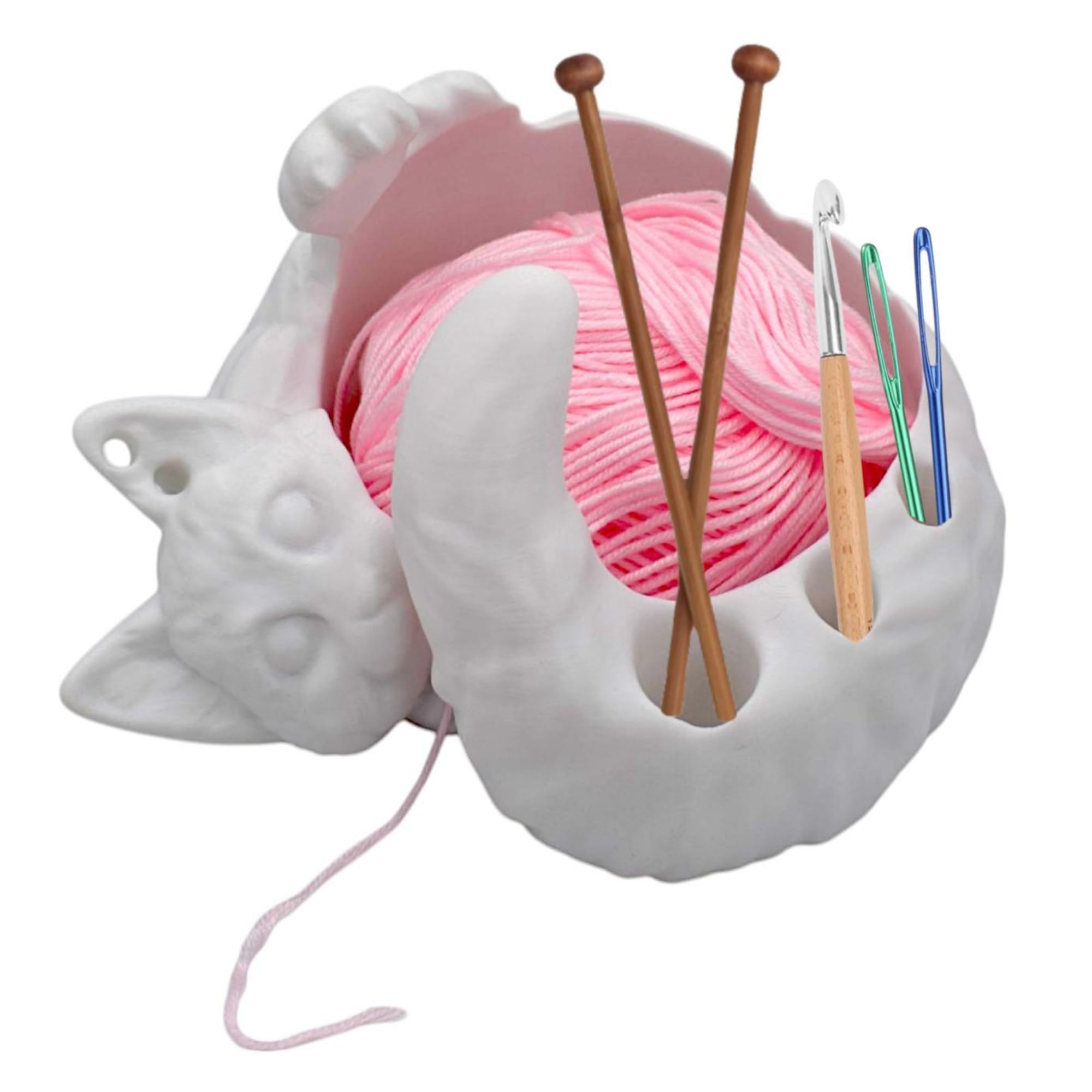 3D Yarn Bowl For Crocheting, Lovely Sleeping Cat Yarns Holder Organizer