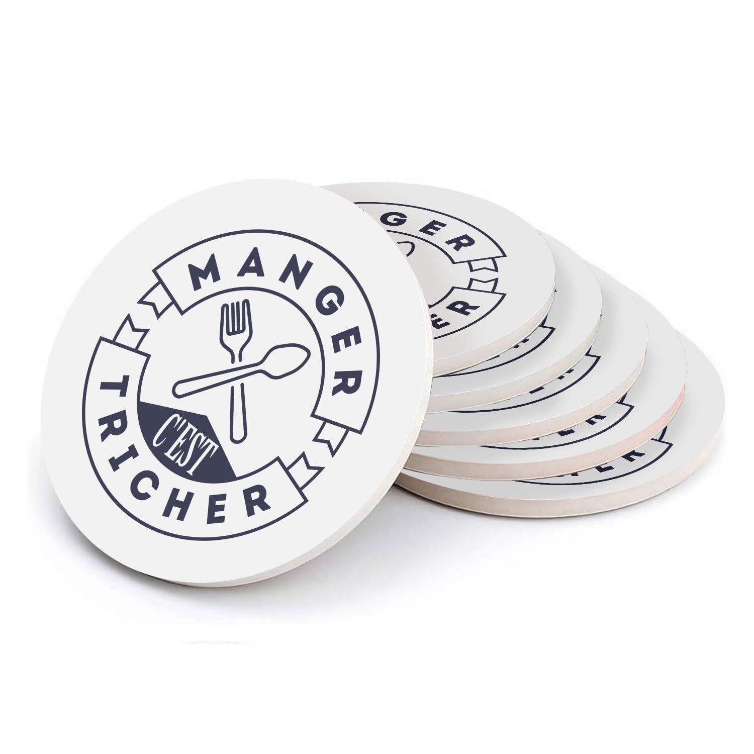 Sous verre ronds en céramique anti trace humidité table basse