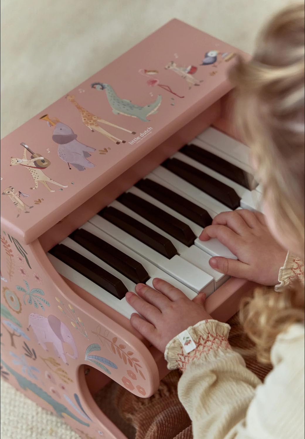 Little Dutch Kinder Piano - Klavier - Holzklavier - Holzpiano - für Mädchen ab 3 Jahren - Safari Friends - rosa