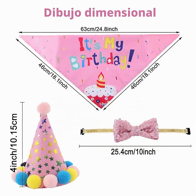 Foto 2 de 5 de WUBAYI Bandana de cumpleaños para Perro para niña