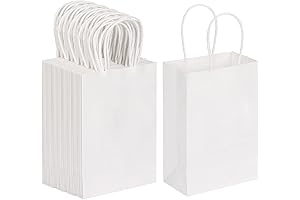 Moretoes Bulk White Paper Bags with Handles