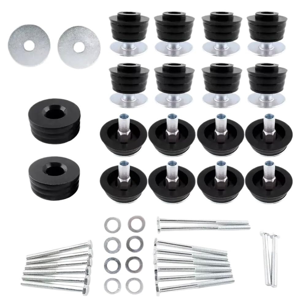 Hoping Black Body Mount Bushing Kit Red Compatible With Ford F250 F350 Super Duty 2008-2016 2Wd 4Wd(Black)