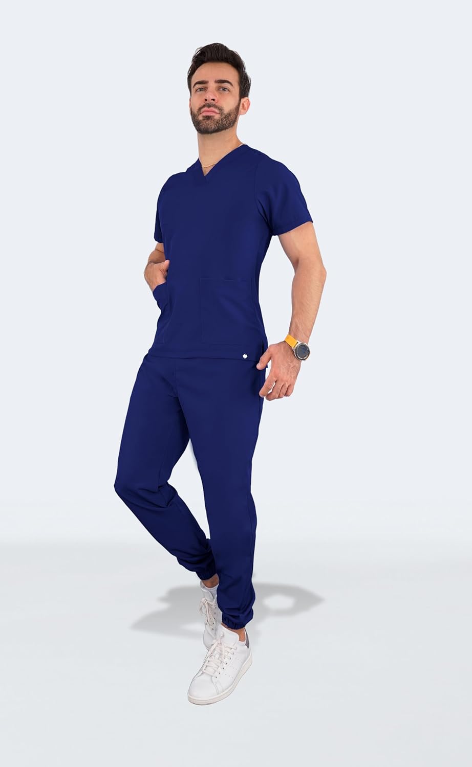 sea brazil Men's Medical Uniforms | Scrub Set with Classic V-Neck Top and Drawstring Adjustable Pants.