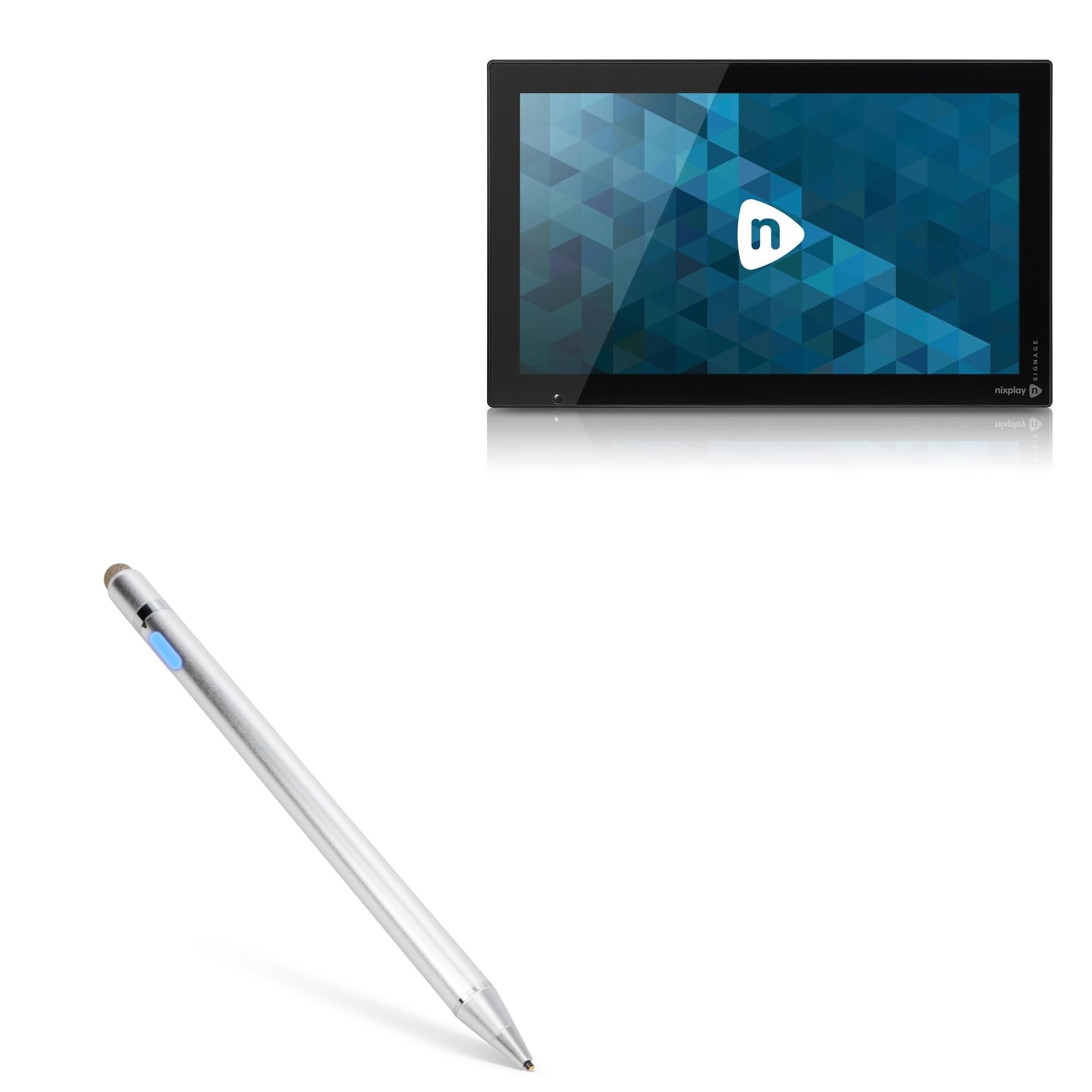 BoxWave Stylus Pen Compatible with Nixplay Signage 21.5 in S21A - AccuPoint Active Stylus, Electronic Stylus with Ultra Fine Tip - Metallic Silver