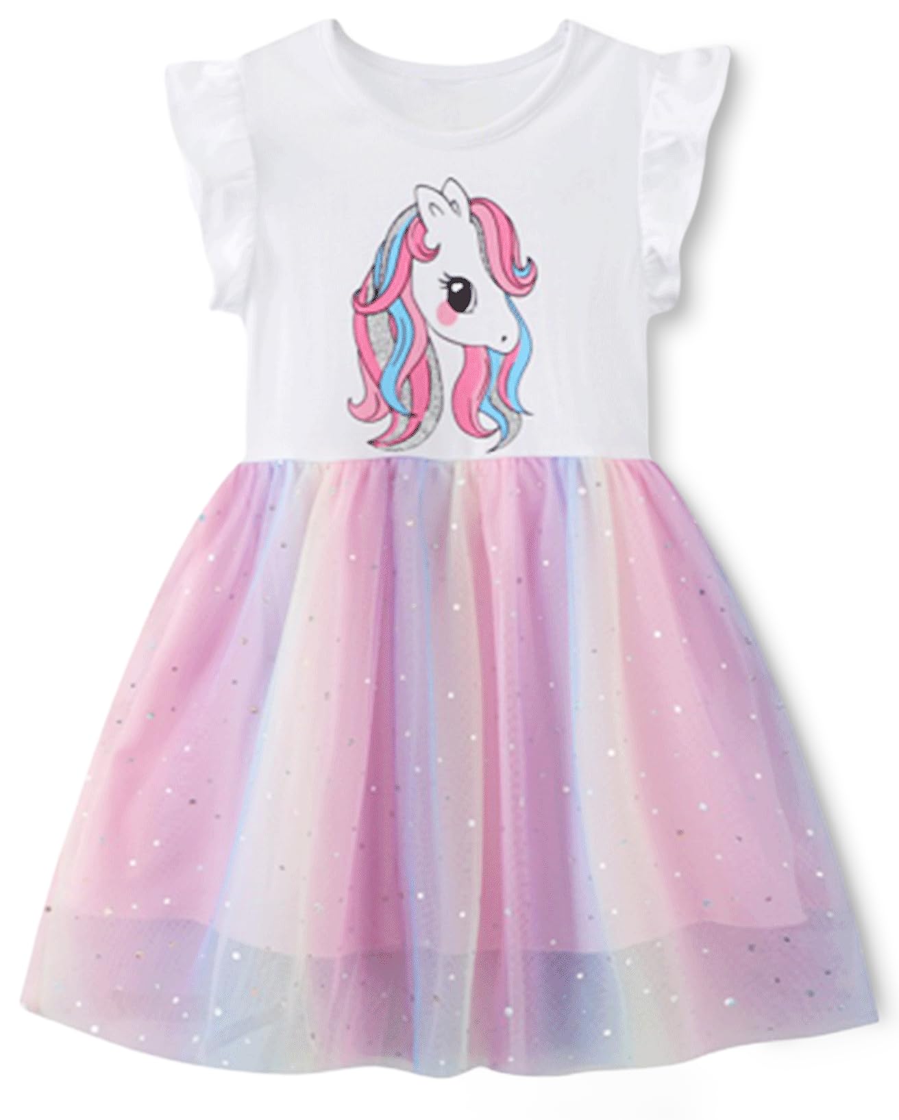 Kfnire Vestidos para Niñas, Vestido T-Shirt Manga Larga y Corta Algodón Casual Niñas Vestido Dibujos Animados Animal Flores Patrón Vestido para Niña Vestido de Princesa