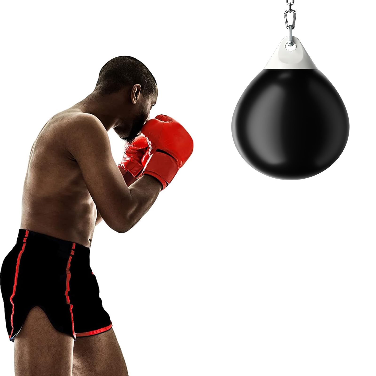 GYMAX Saco de Boxeo de Agua 45 cm 50 kg Cadena Metálica Ajustable