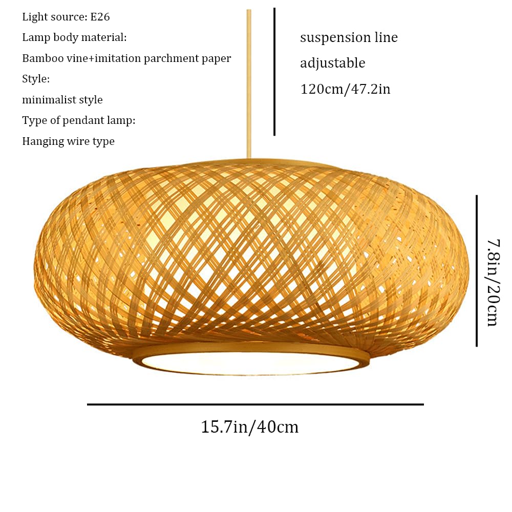 Ręcznie tkany klosz, pleciony bambusowy wiszący oprawa oświetleniowa w stylu chińskim, lampa wisząca do restauracji lub herbaciarni w stylu chińskim, japoński bambusowy żyrandol, regulowane