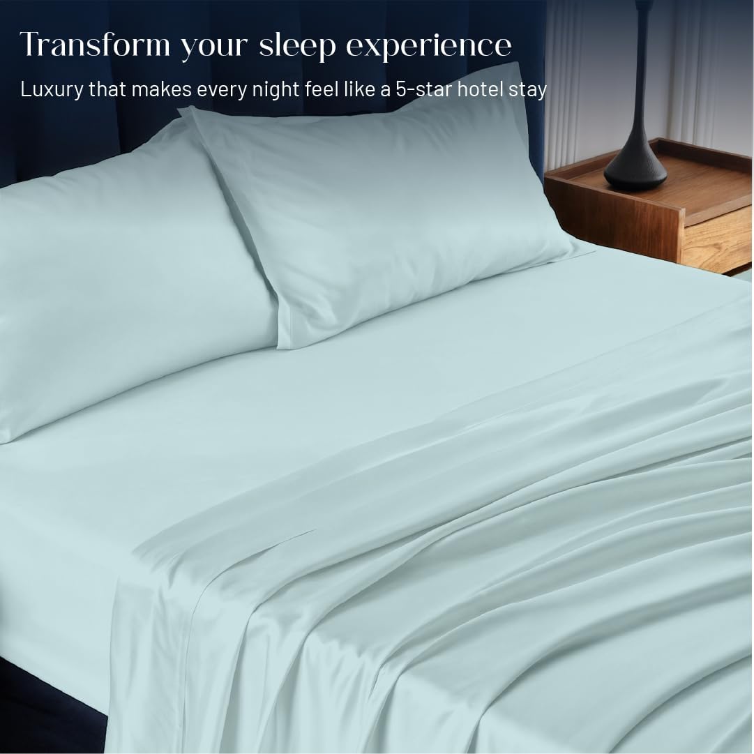 Westbrooke 475 Thread Count 100% Long Staple Cotton Sateen Sheet Set, Twin 3 Piece Bedding Set Silky Soft, Smooth & Breathable Cotton Sheets with 15.5" Deep Pocket Luxury Sateen Finish Light Grey