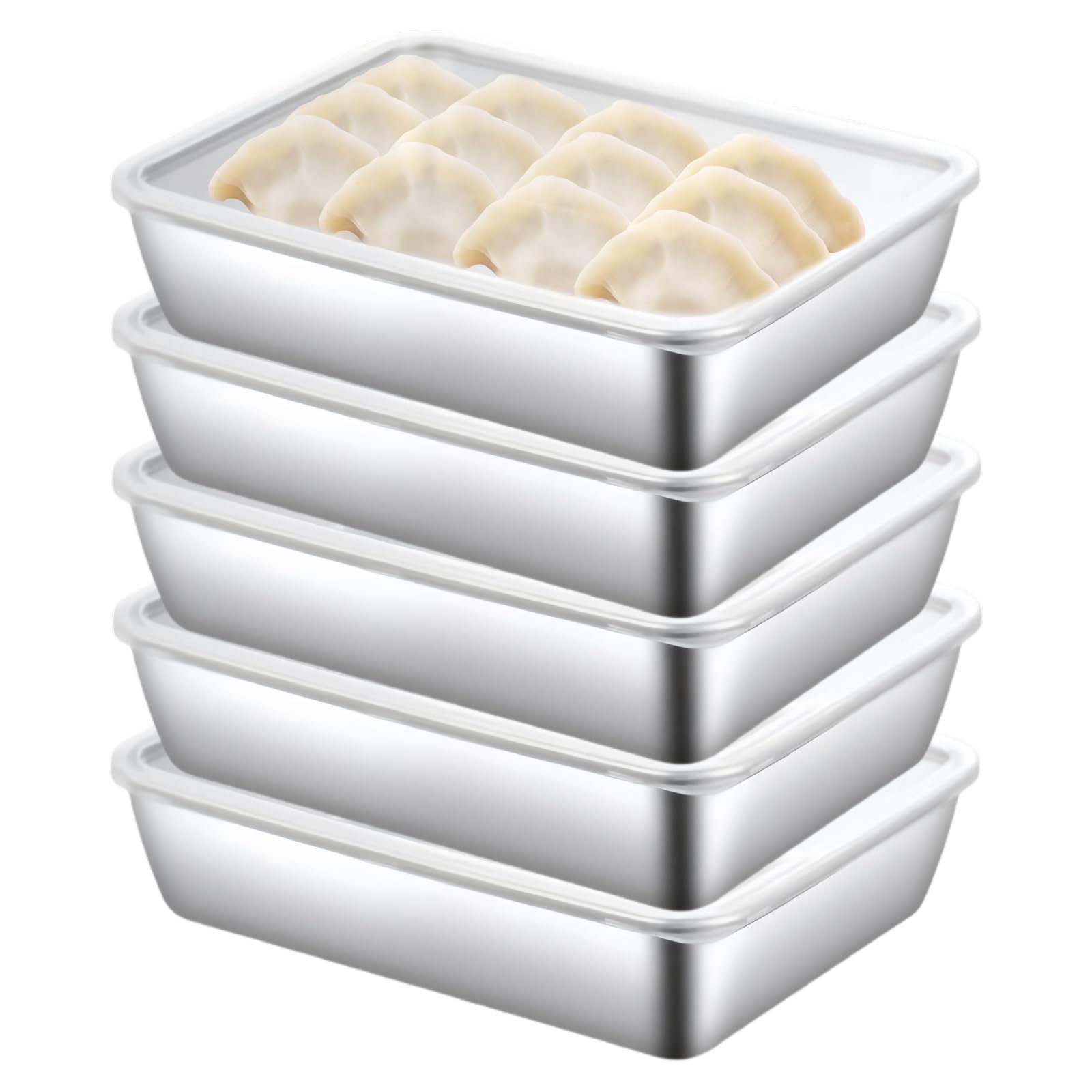 5er-Set Edelstahl-Aufschnittboxen – Stapelbare Fr Produktbild-Vorschau 3